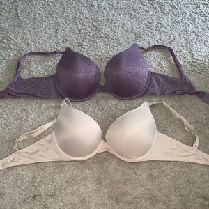 TWO VS pink bras